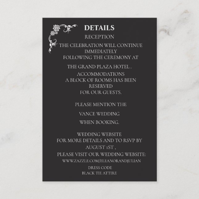 Silver Elegance Collection Wedding Details Card Tilläggskort (Framsida)