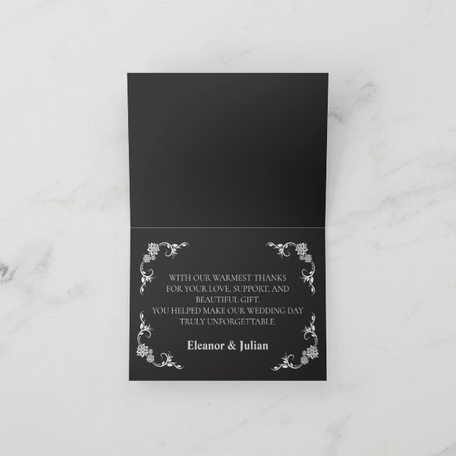 Silver Elegance Collection Wedding Folded  Tack Kort (Inuti)