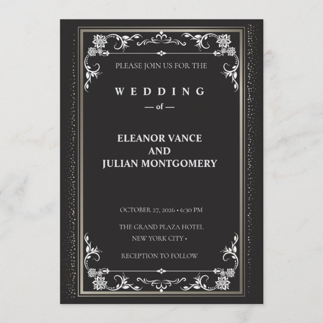 Silver Elegance Collection Wedding Invitation Inbjudningar (Framsida)