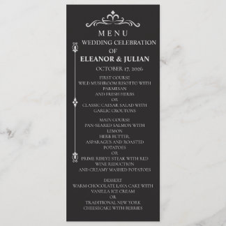 Silver Elegance Collection Wedding Menu Card Meny