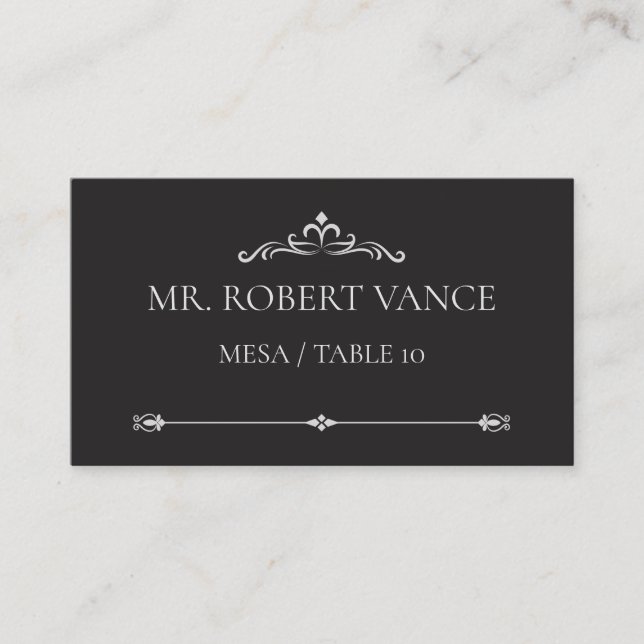 Silver Elegance Collection Wedding Place Card Placeringskort (Framsida)