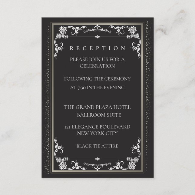 Silver Elegance Collection Wedding Reception Card Tilläggskort (Framsida)