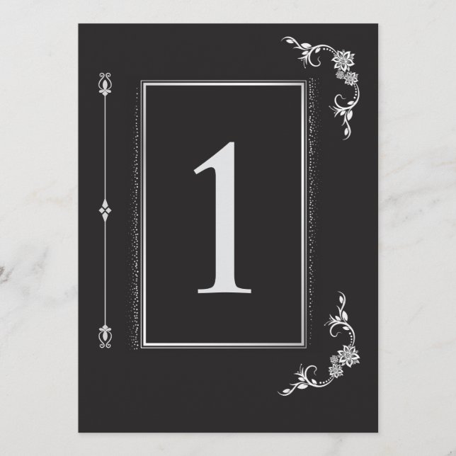 Silver Elegance Collection Wedding Table Number Inbjudningar (Framsida)