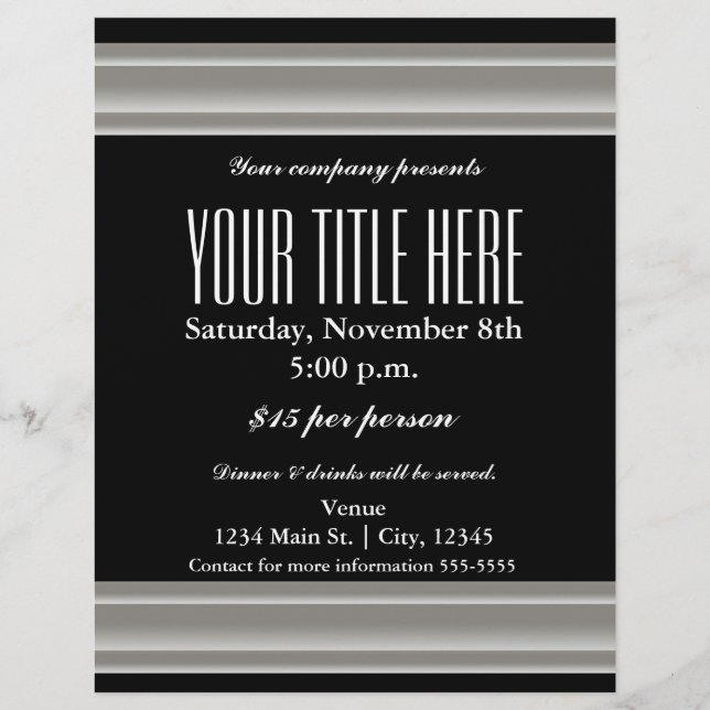 Silver Elegance Glamor Event Flyer Poster (Framsidan)