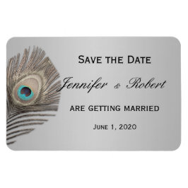 Silver Elegance Peacock Bröllop Magnet