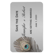 Silver Elegance Peacock Bröllop Magnet