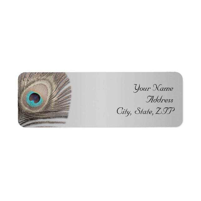 Silver Elegance Peacock Returadress Etikett (Framsidan)
