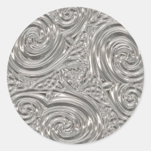 Silver elegant art nouveau präglat av präglat utse runt klistermärke
