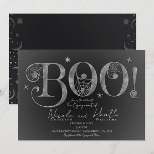 Silver Elegant BOO Magisk Halloween Förlovning Inbjudningar