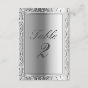 Silver Elegant Glamour Bröllopsbord Nummerkort Inbjudningar