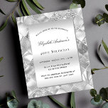 Silver elegant - inbjudan till modern budgetfödels flygblad<br><div class="desc">Observera att inbjudan är papper och mycket tunn. Kuvert ingår inte. Om du vill ha mer omfattande inbjudningar (samma design) kan du besöka vår butik. Ett modernt silver kontrollerade mönster som bakgrund. Anpassa och lägg till information om namn och party.</div>