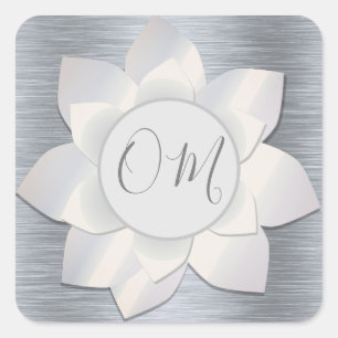 Silver Elegant Lotus OM Fyrkantigt Klistermärke