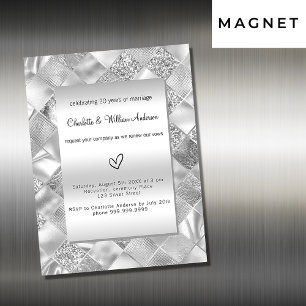 Silver elegant, modern vow förnyelse lyx magnetisk inbjudningskort