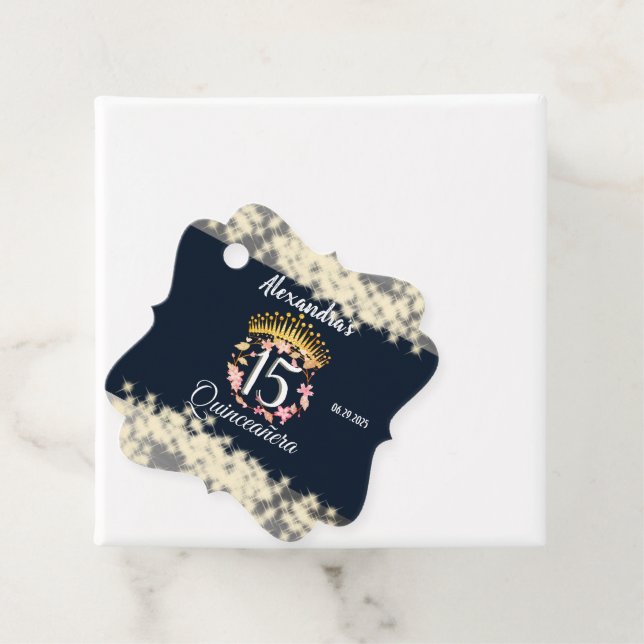 Silver Elegant Quinceanera Firande Gåvor Etiketter (På plats)