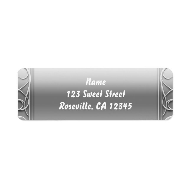 Silver Eleganta Moderna Bröllopsadressetiketter Returadress Etikett (Framsidan)