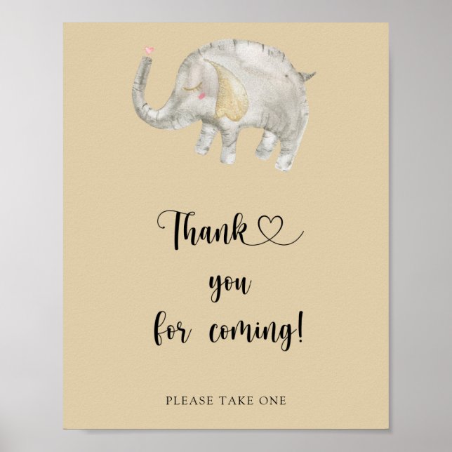 Silver Elephant Balloon \ Tack för att du kom Poster (Framsidan)