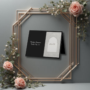 Silver Embossed Blommigt Arch Bröllop gästkort Tack Kort