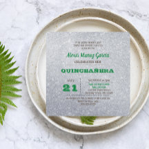 Silver & Emerald Grönt Sparkly Quinceañera