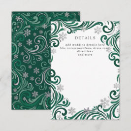 Silver Emerald Snöflingor Vinter Bröllopsdetaljer Tilläggskort