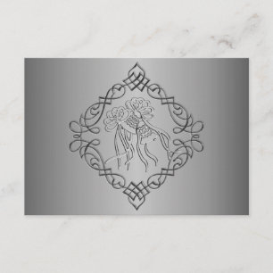 Silver Engraved look Bröllop OSA Kort