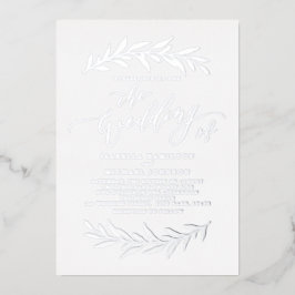 Silver enkel kalligrafi rustik foliage bröllop