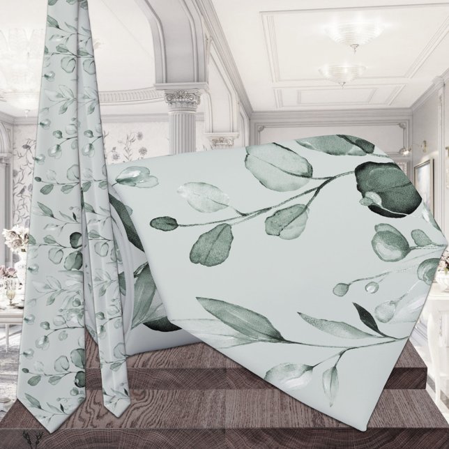 Silver Eucalyptus Greenery Bröllop Sage Grönt Slips (Skapare uppladdad)