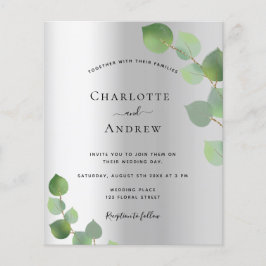 Silver eukalyptus greenery modern budget bröllop flygblad