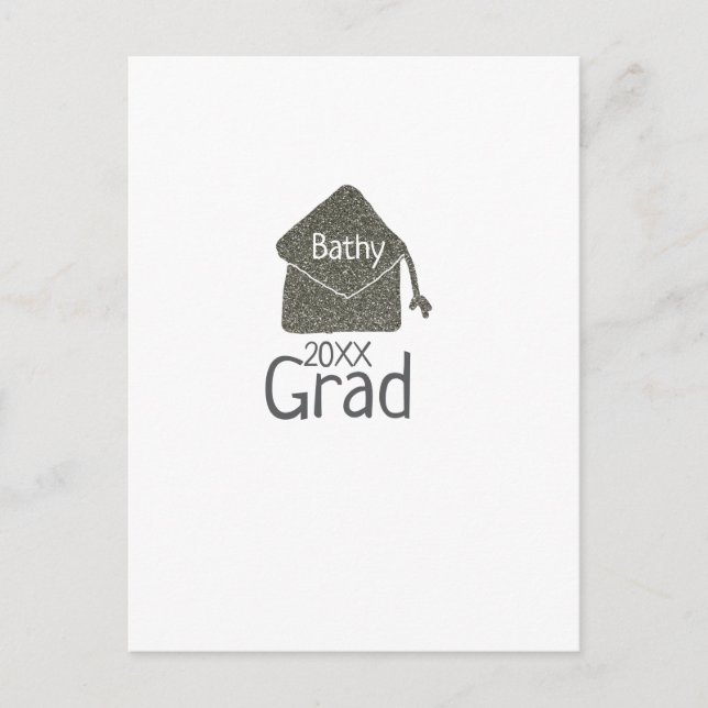 Silver examenshatt glitter lägg till namn examen å vykort (Framsida)