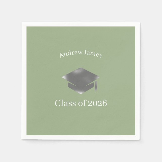 Silver examensmössa -Avgångsklass 2026= nr3 Pappersservett (Framsidan)