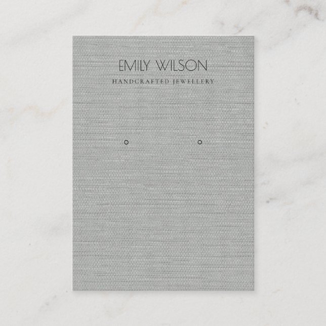 SILVER FABRIC FOIL KÄPP STRUKTUR EARRING VISNING VISITKORT (Framsida)