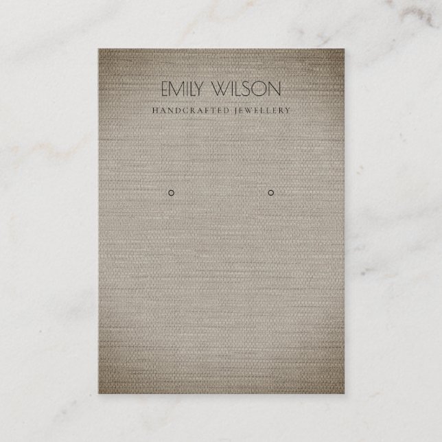SILVER FABRIC FOIL KÄPP STRUKTUR EARRING VISNING VISITKORT (Framsida)