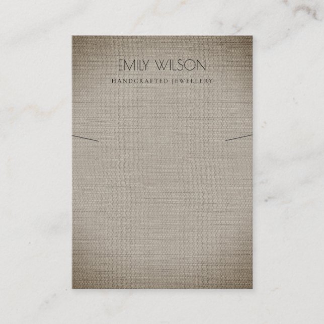 SILVER FABRIC FOIL KÄPP STRUKTUR NECKLACE VISNING VISITKORT (Framsida)