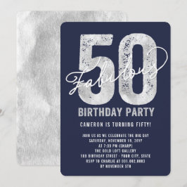 Silver Fabulous femtionde Födelsedagsfesten Inbjud Inbjudningar