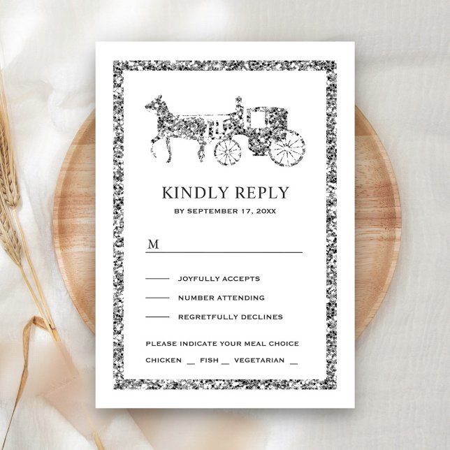 Silver Fairytale Princess Carriage Bröllop OSA Kort (Skapare uppladdad)