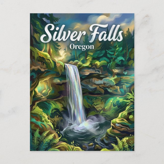 Silver Falls Oregon Vykort (Framsida)