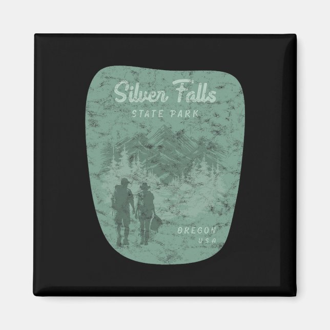 Silver Falls State Park Oregon Vandring Retro Vint Magnet (Framsidan)