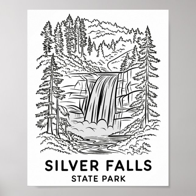 Silver Falls State Park Oregon Vattenfall Camping  Poster (Framsidan)