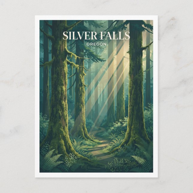 Silver Falls State Park Silverton Oregon Minnessak Vykort (Framsida)