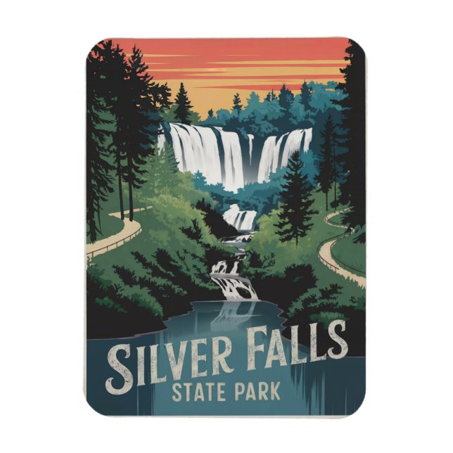 Silver Falls State Park Vintage Magnet (Vertikal)