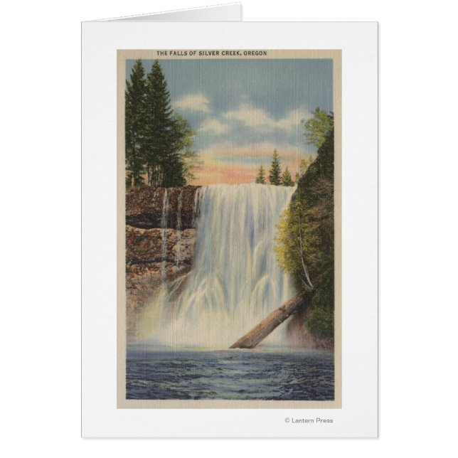 Silver Falls vid Silver Bäck, Oregon View Hälsningskort (Framsidan)