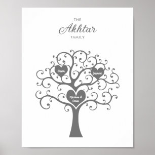 Silver Familjeträdposter Poster