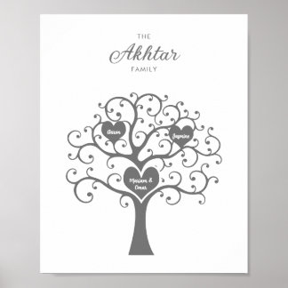 Silver Family Träd Poster