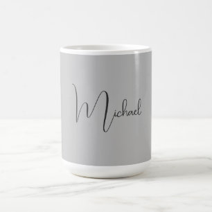 Silver Färg Elegant Grått Calligraphy-skript Namn Kaffemugg