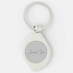 Silver Färg Elegant Grått Calligraphy-skript Namn Swirl Silverfärgad Nyckelring