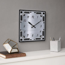 Silver färg och svart konst Deco Ram Clock