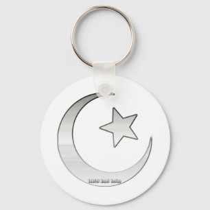 Silver färgad stjärna och växande symbol nyckelring
