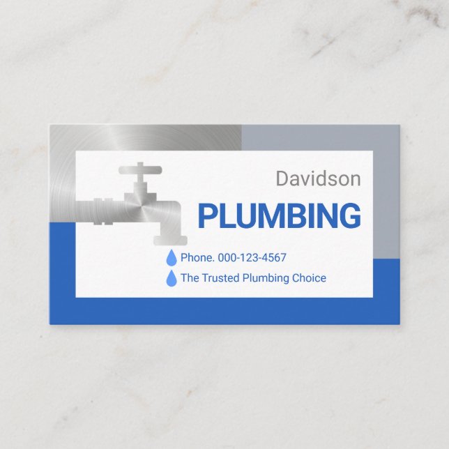 Silver Faucet Dripping Water Droplets Visitkort (Framsida)