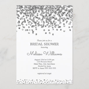 Silver Faux Foil Confetti Elegant Möhippa Inbjudningar