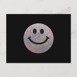 Silver faux glitter ansikte vykort