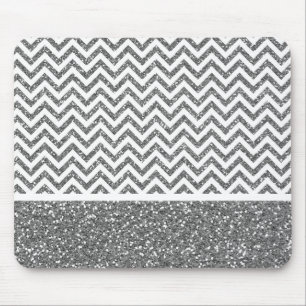 Silver Faux Glitter Chevron Musmatta